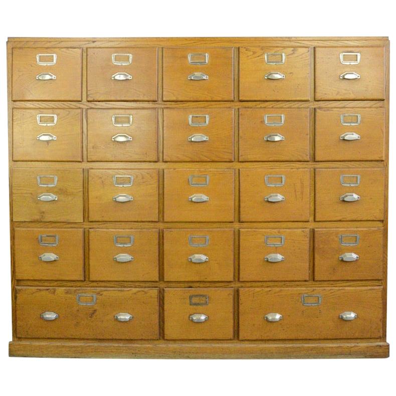 Large Bank of French Art Deco Filing Drawers, circa 1930s For Sale