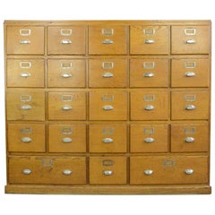 Large Bank of French Art Deco Filing Drawers, circa 1930s