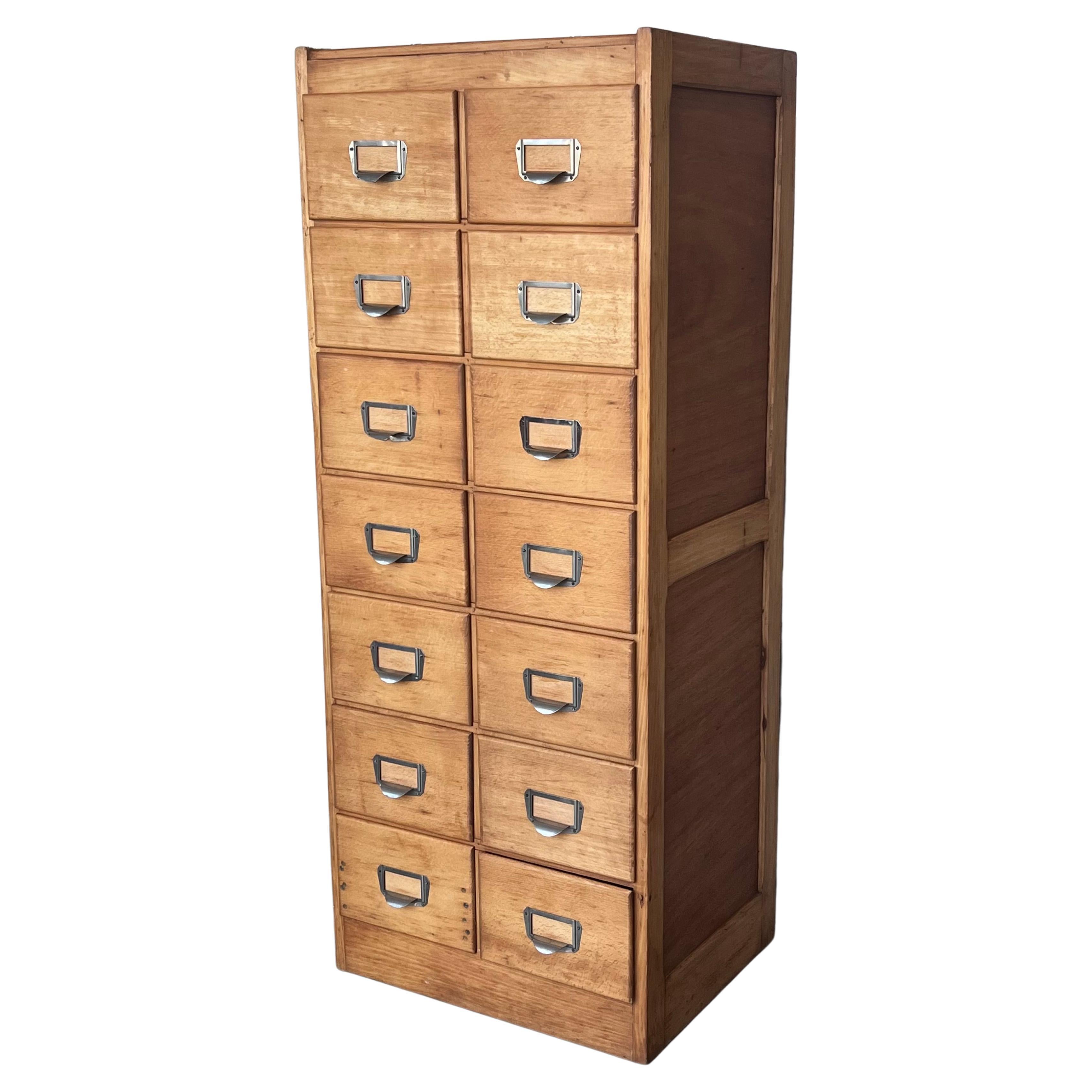 Large Bank of French Art Deco Filing Drawers, circa 1930s