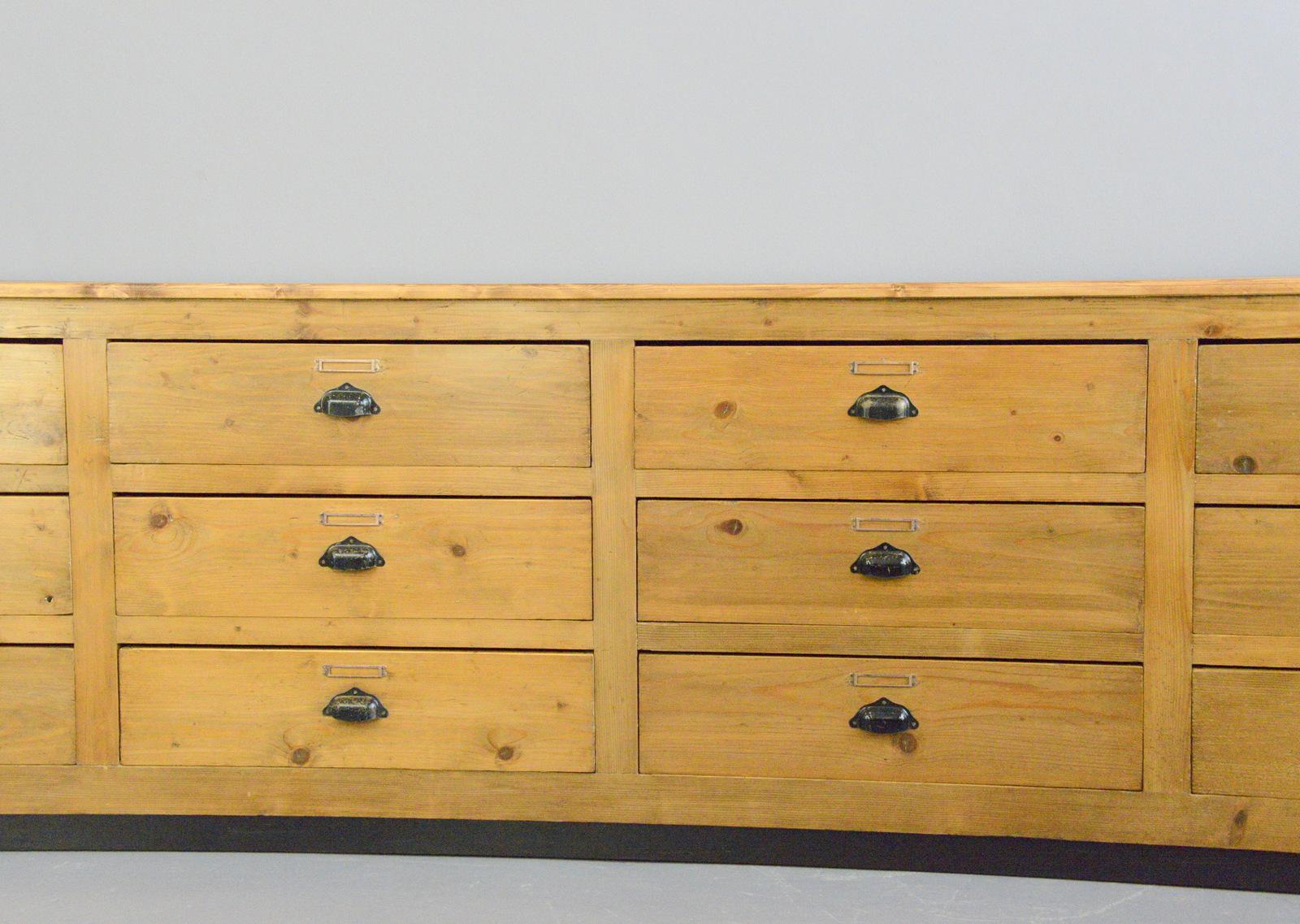Industrial Large Bank of French Haberdashery Drawers, Circa 1940s
