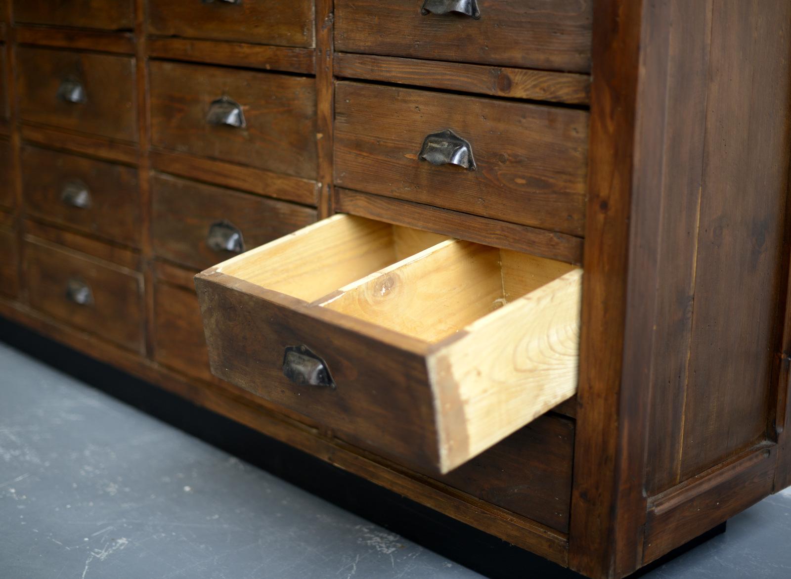 Large Bank of French Hardware Store Drawers, circa 1910 1