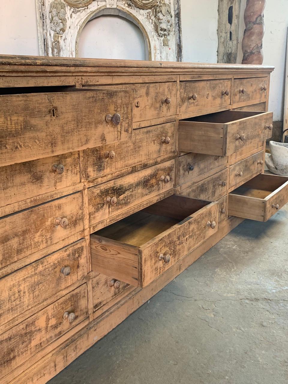 Hand-Crafted Large Bank Of Hardware Drawers For Sale