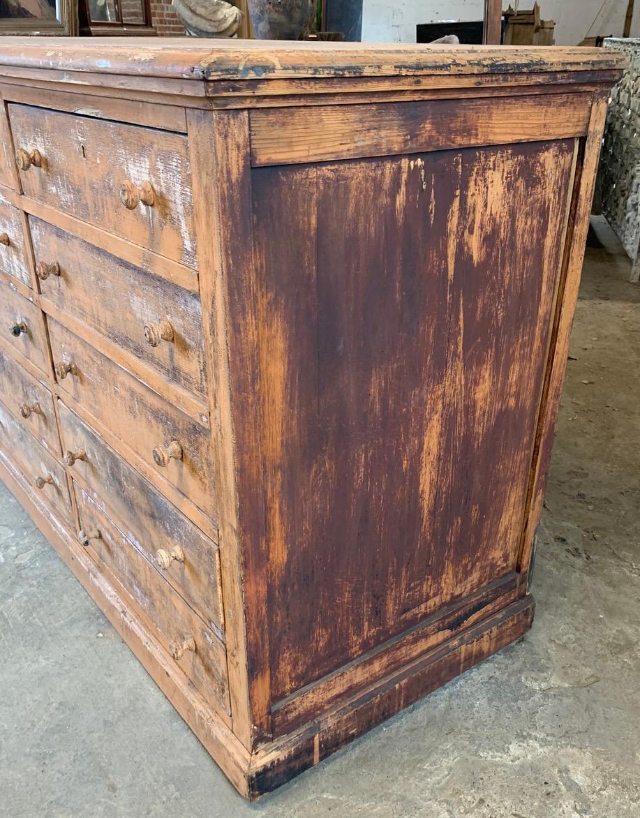 Pine Large Bank Of Hardware Drawers For Sale