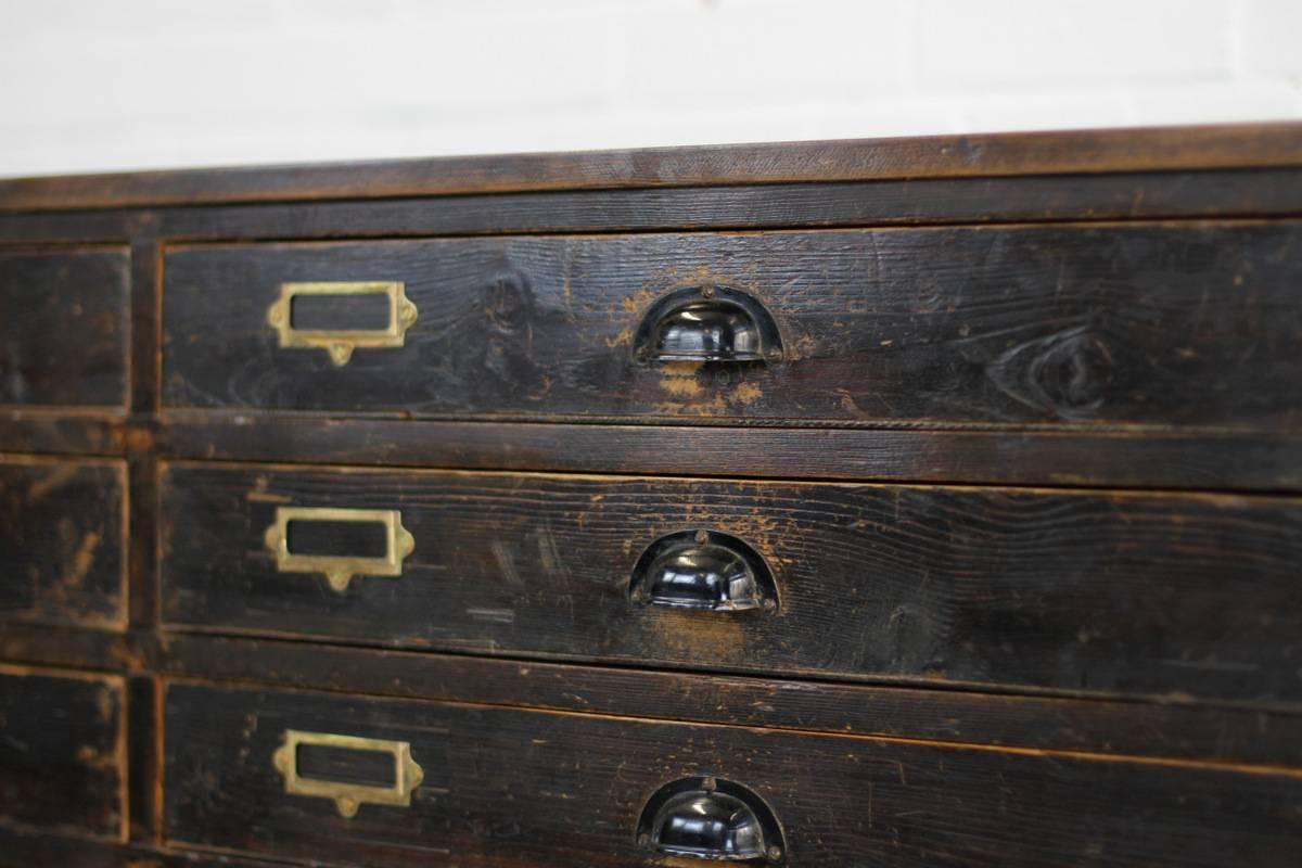Brass Large Bank of Industrial Drawers, circa 1950s