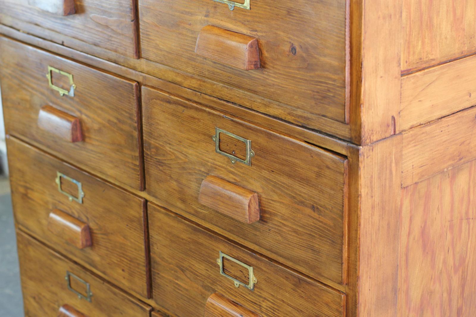Large Bank of Pine Haberdashery Drawers, circa 1950s In Good Condition In Gloucester, GB