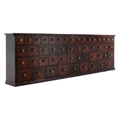 Antique Large Bank of Victorian Mahogany Apothecary Drawers, circa 1880