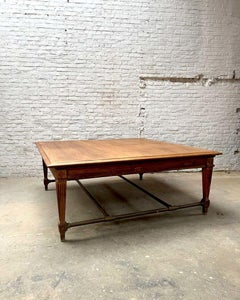 Large “Banque de France” Oak Table, Early 20th Century
