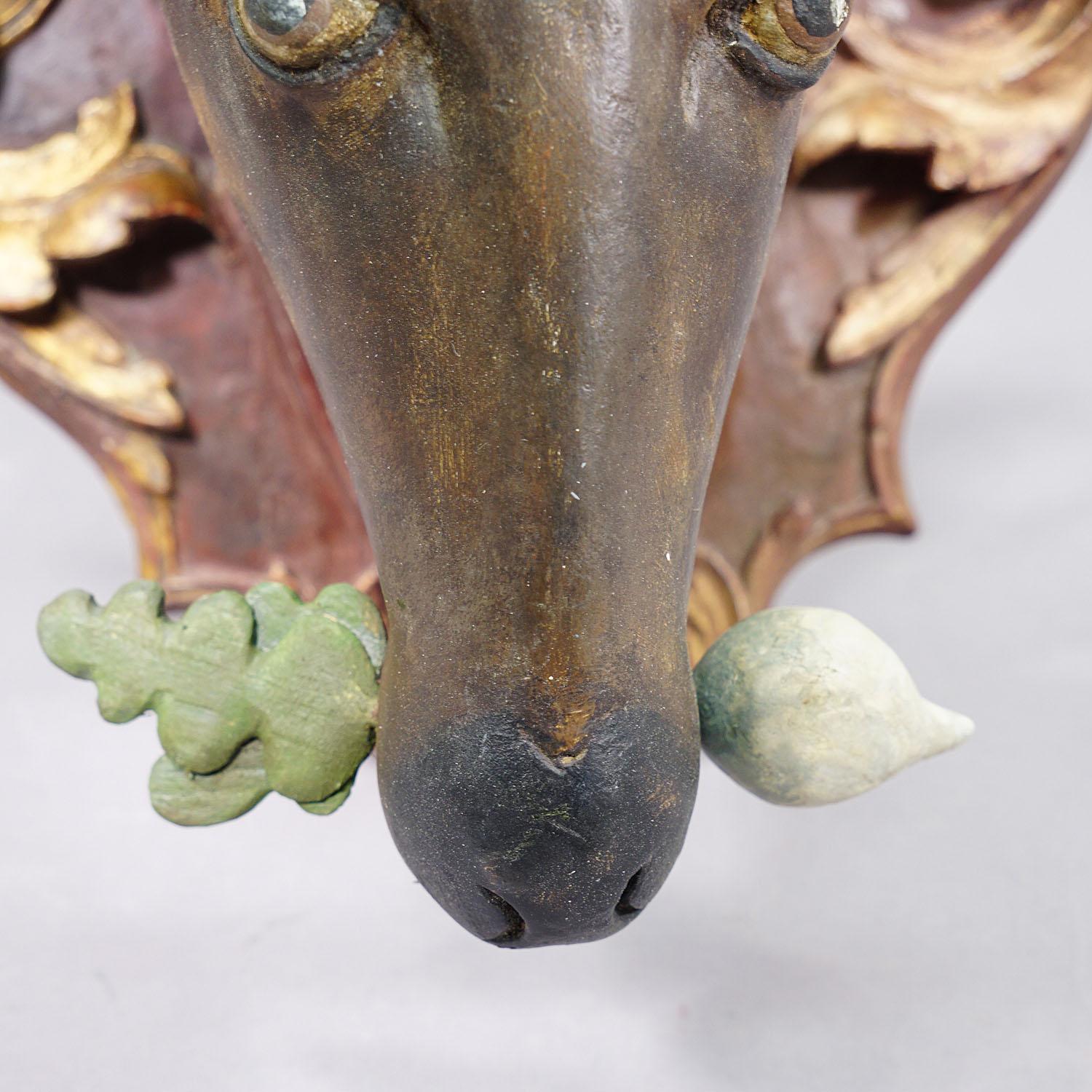 Large Baroque Carved Roe Deer Head, 19th Century In Good Condition For Sale In Berghuelen, DE