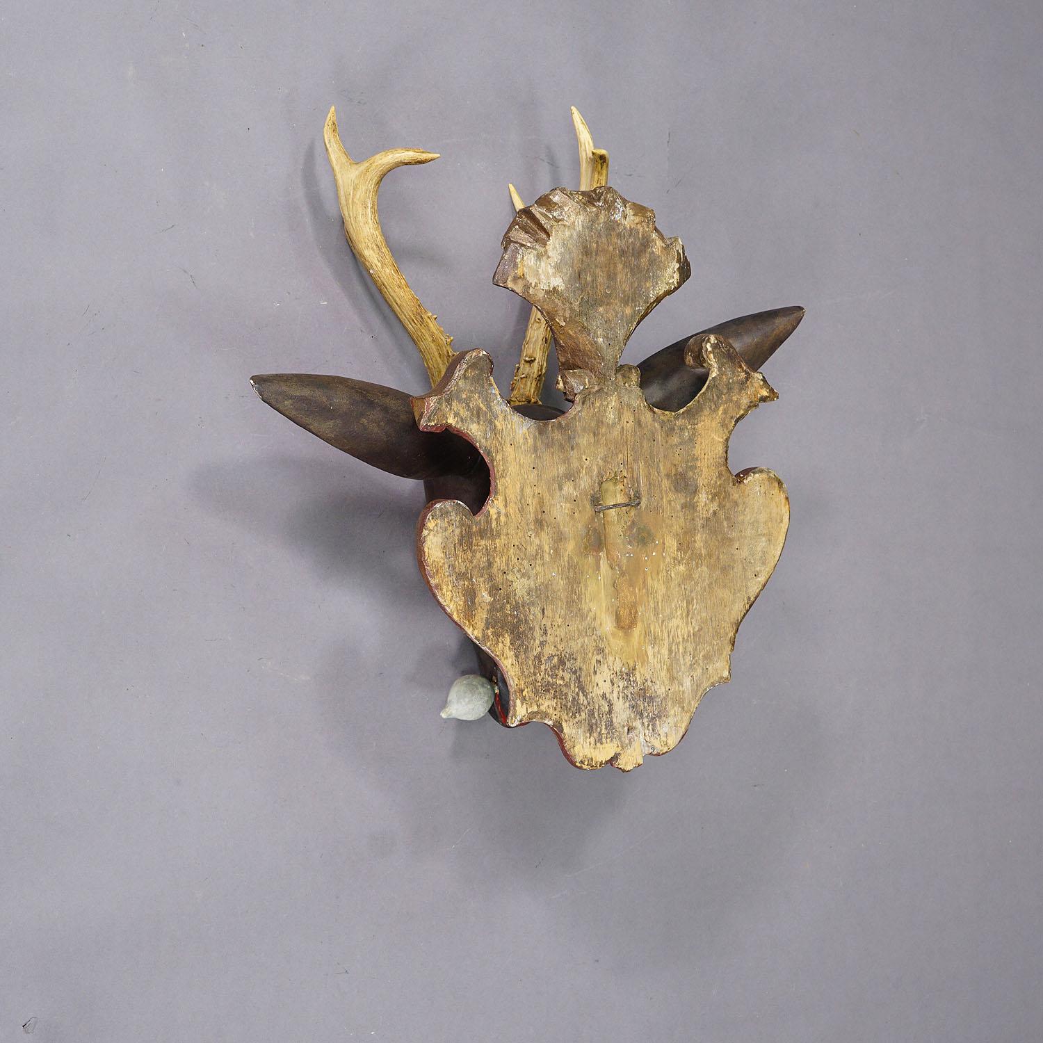 Large Baroque Carved Roe Deer Head, 19th Century For Sale 1
