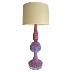 Grande lampada da tavolo a bolle in vetro di Murano Barbini con nervature