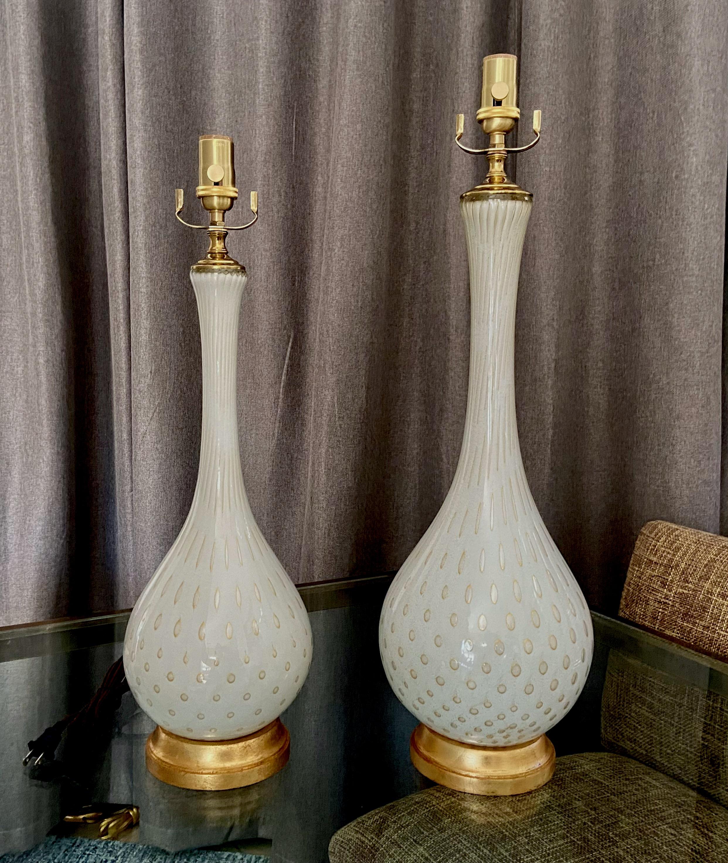 Große Barbini Murano Weißgold Glas Tischlampe im Angebot 11