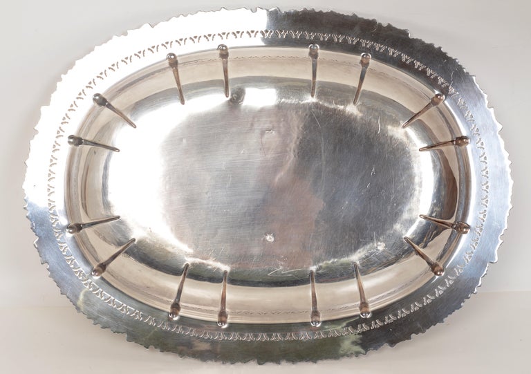 20th Century Large Barker Ellis, Menorah Hallmark Silverplate Oval Bowl, Early 20th c For Sale