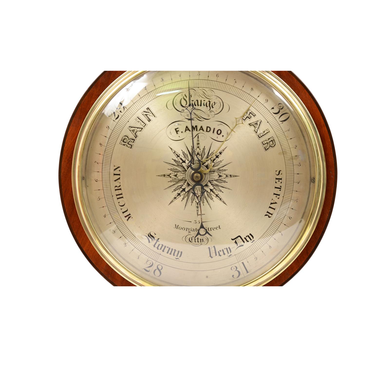 Large Clock Barometer Antique Measuring Instrument by Amadio London 1842-1851  3
