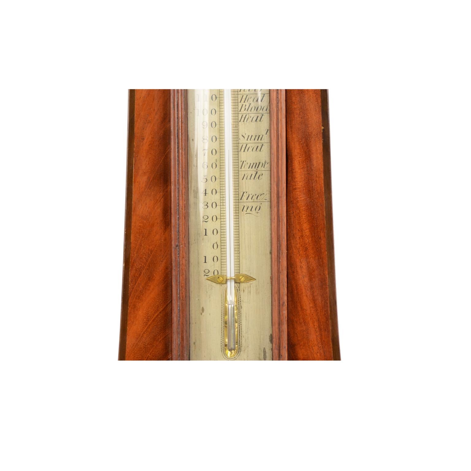 Mahogany Large Clock Barometer Antique Measuring Instrument by Amadio London 1842-1851 