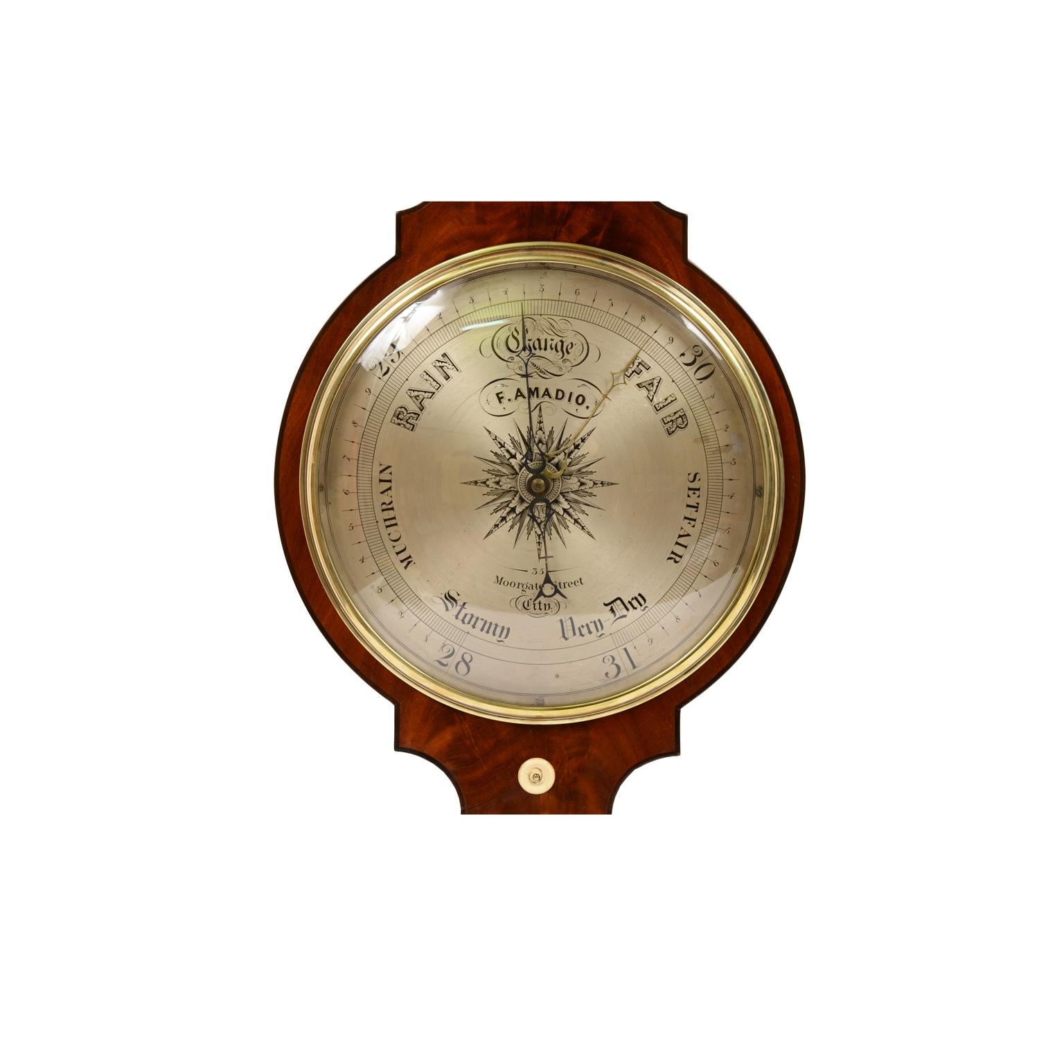 Large Clock Barometer Antique Measuring Instrument by Amadio London 1842-1851  1