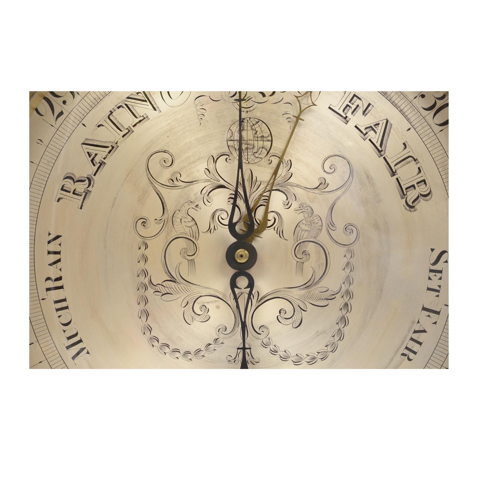 J Walden 1810-20 Mahogany Large clock Barometer Weather Measuring Instrument  12