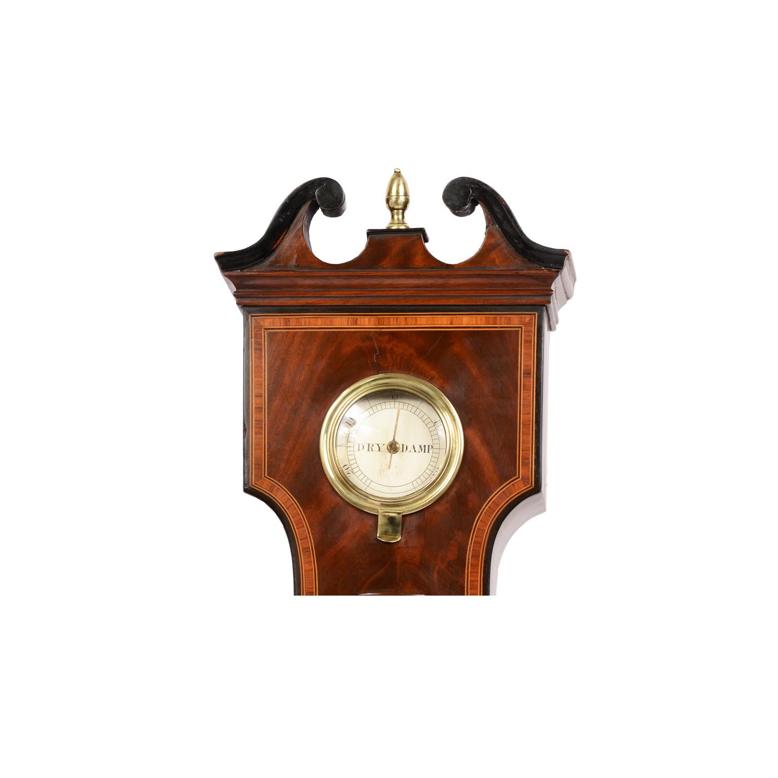 J Walden 1810-20 Mahogany Large clock Barometer Weather Measuring Instrument  In Good Condition In Milan, IT