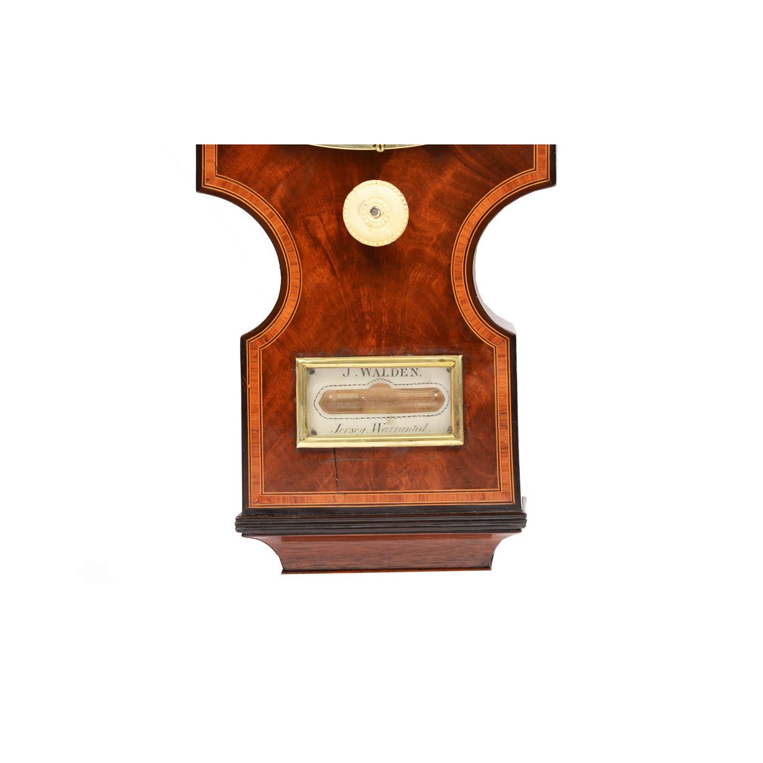 Early 19th Century J Walden 1810-20 Mahogany Large clock Barometer Weather Measuring Instrument 