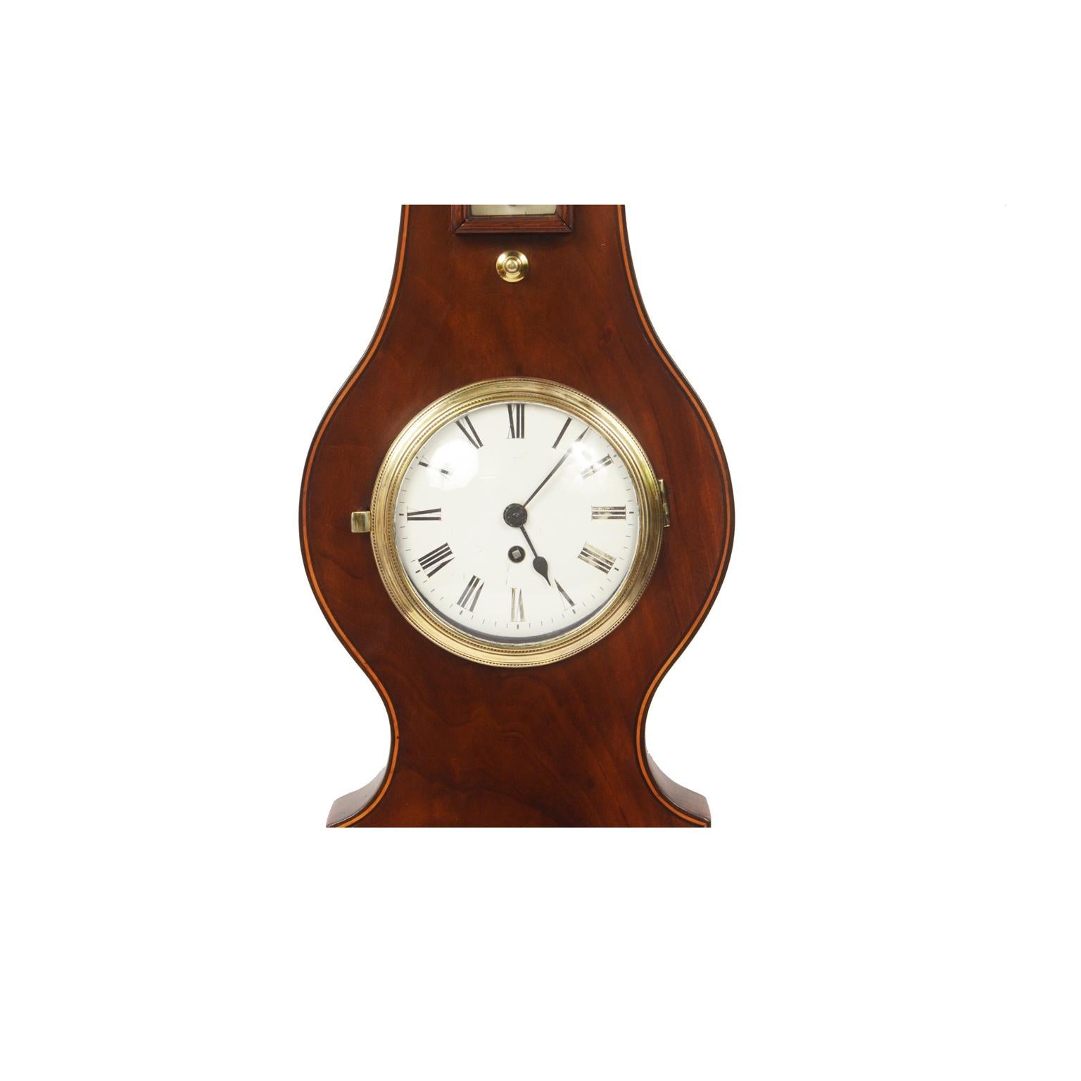 British 1820-35 Large Clock Barometer by Silvani Brighton Antique Forecast Instrument For Sale