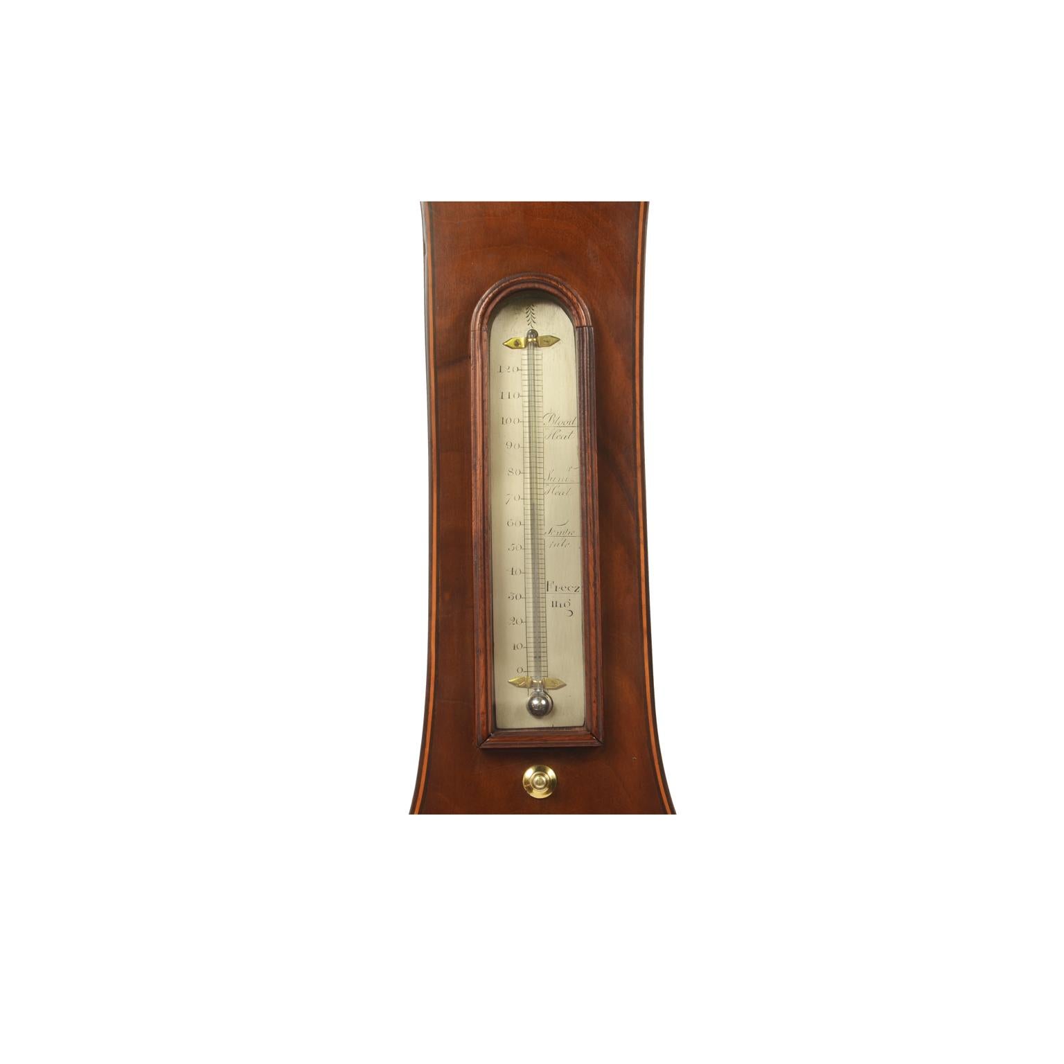 Mahogany 1820-35 Large Clock Barometer by Silvani Brighton Antique Forecast Instrument For Sale