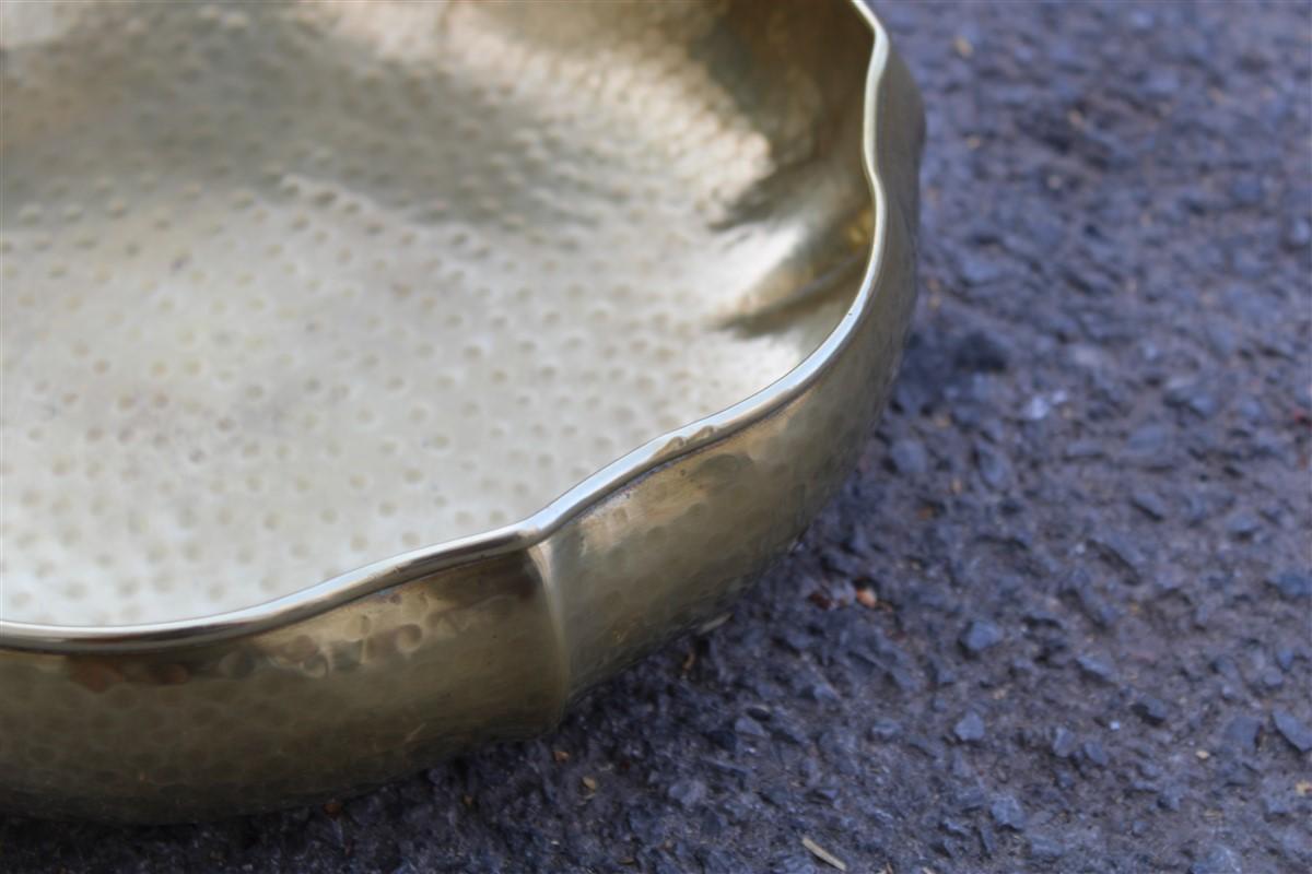 Mid-Century Modern Large Baroque Bowl in Solid Hammered Brass Handmade, Italy, 1970s For Sale