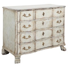 Large Baroque Chest of Four Drawers With Lion's Feet, Sweden circa 1800-20