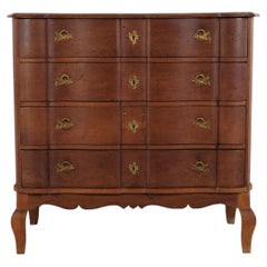 Large Baroque Oak Chest of Drawers with Brass Fittings, 18th Century