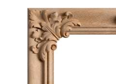 Large Baroque Ornate Carved Wood Wall Mirror from Oak or Beech