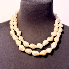Large Baroque Pearl Necklace, 20 mm Freshwater Pearls, 130 Grams