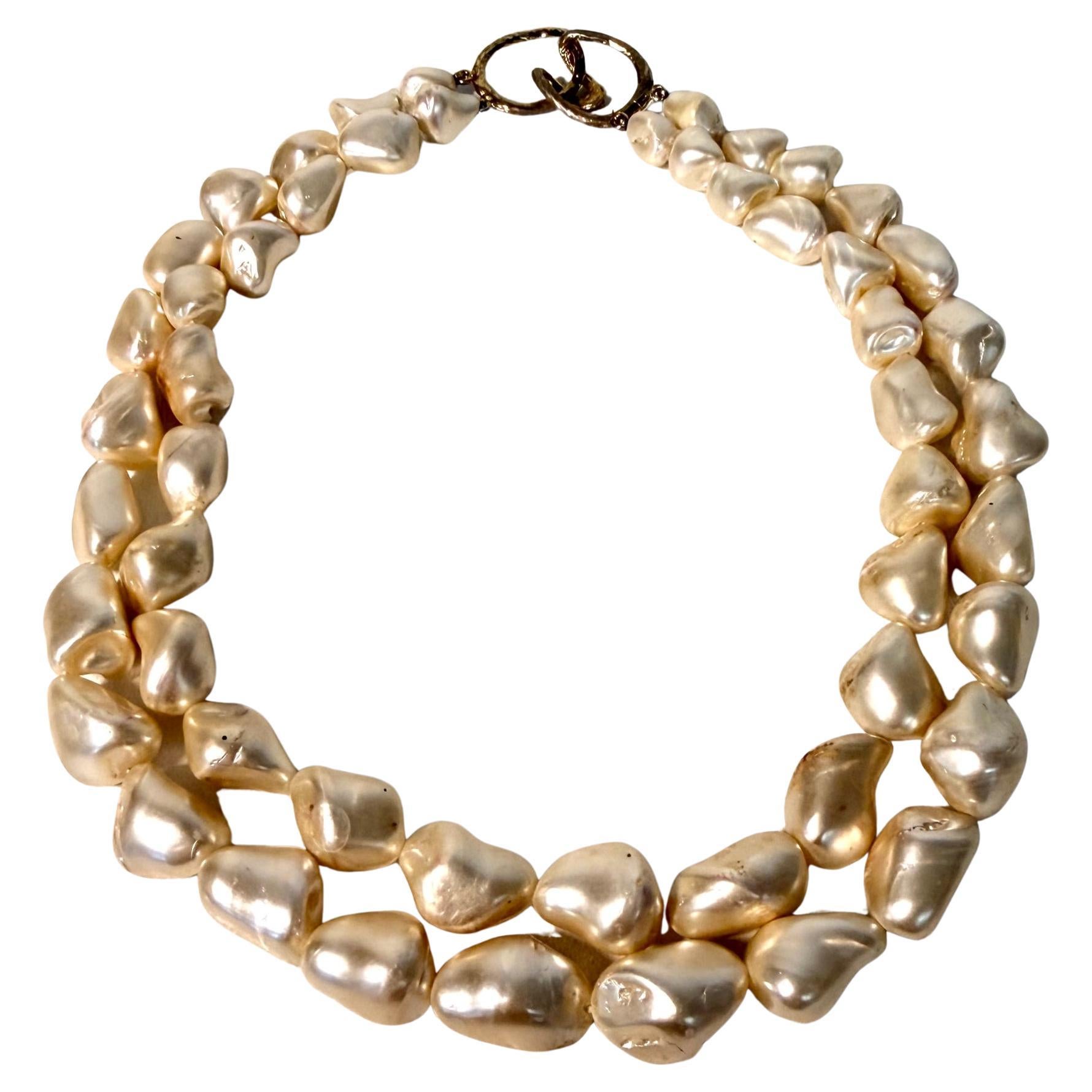 Grande collana di perle barocche, perle d'acqua dolce da 20 mm, 130 grammi