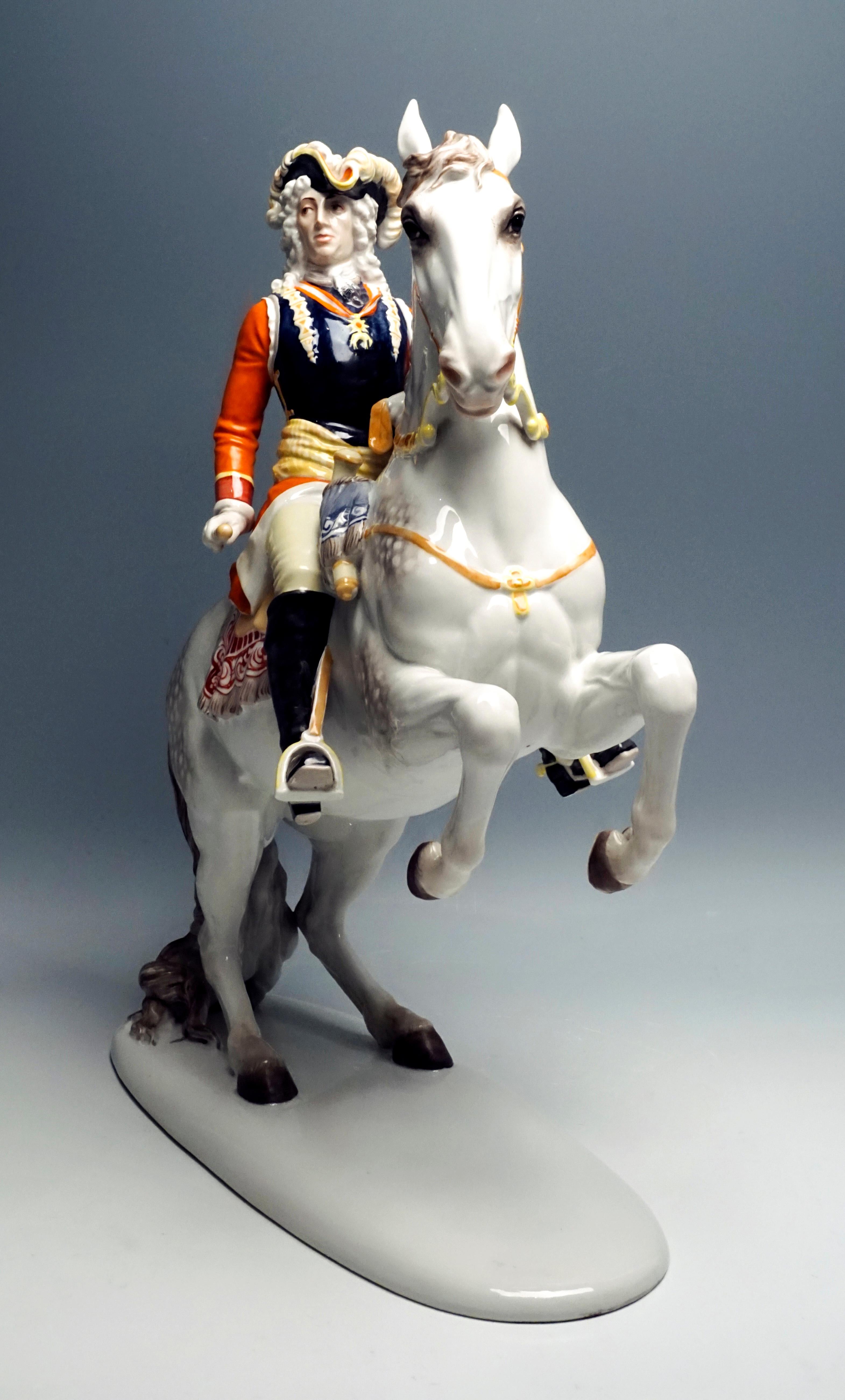 Hand-Painted Large Baroque Rider Prince Eugen of Savoy on Horse, H. Meisel, Rosenthal Germany