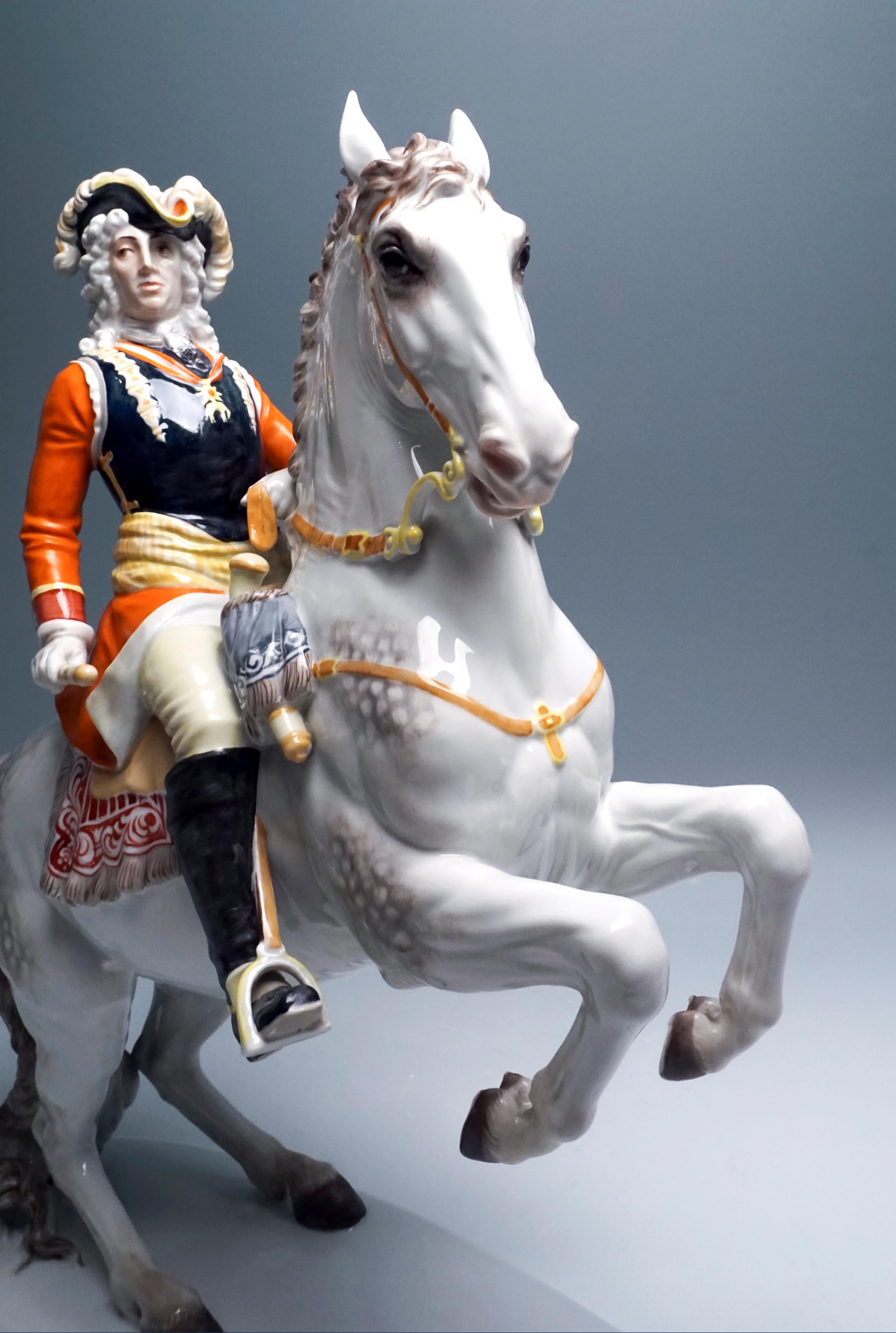 20th Century Large Baroque Rider Prince Eugen of Savoy on Horse, H. Meisel, Rosenthal Germany