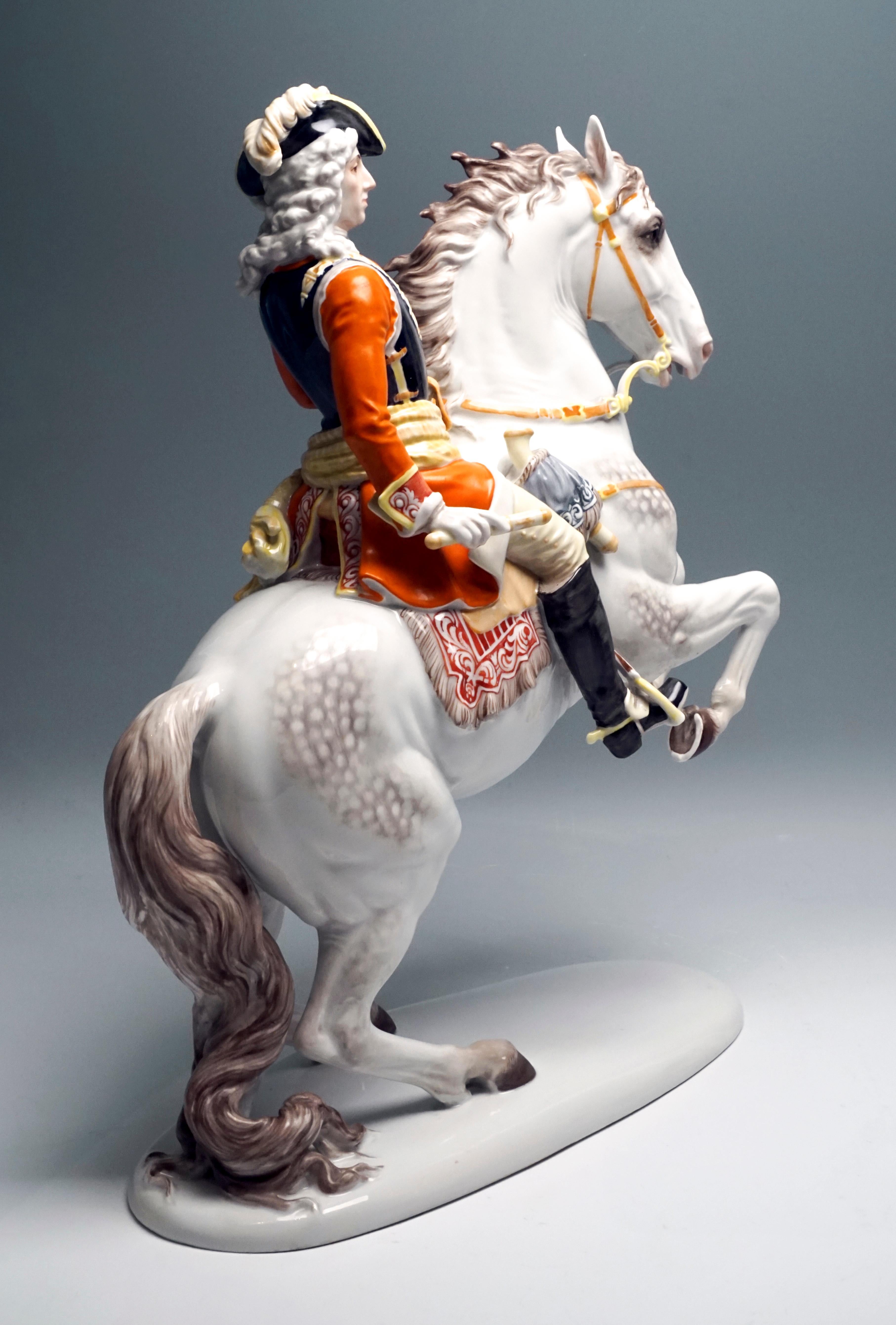 Porcelain Large Baroque Rider Prince Eugen of Savoy on Horse, H. Meisel, Rosenthal Germany