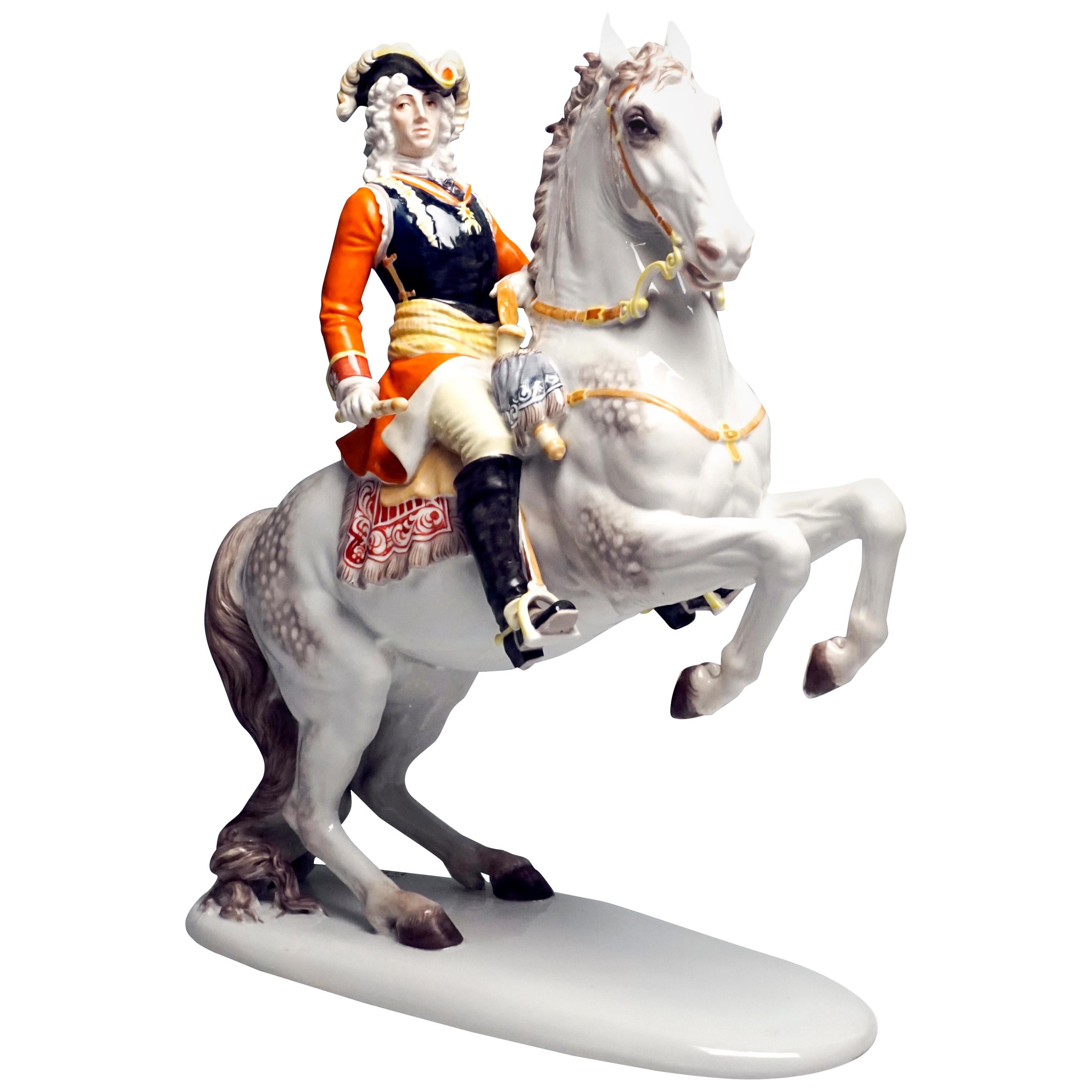 Large Baroque Rider Prince Eugen of Savoy on Horse, H. Meisel, Rosenthal Germany
