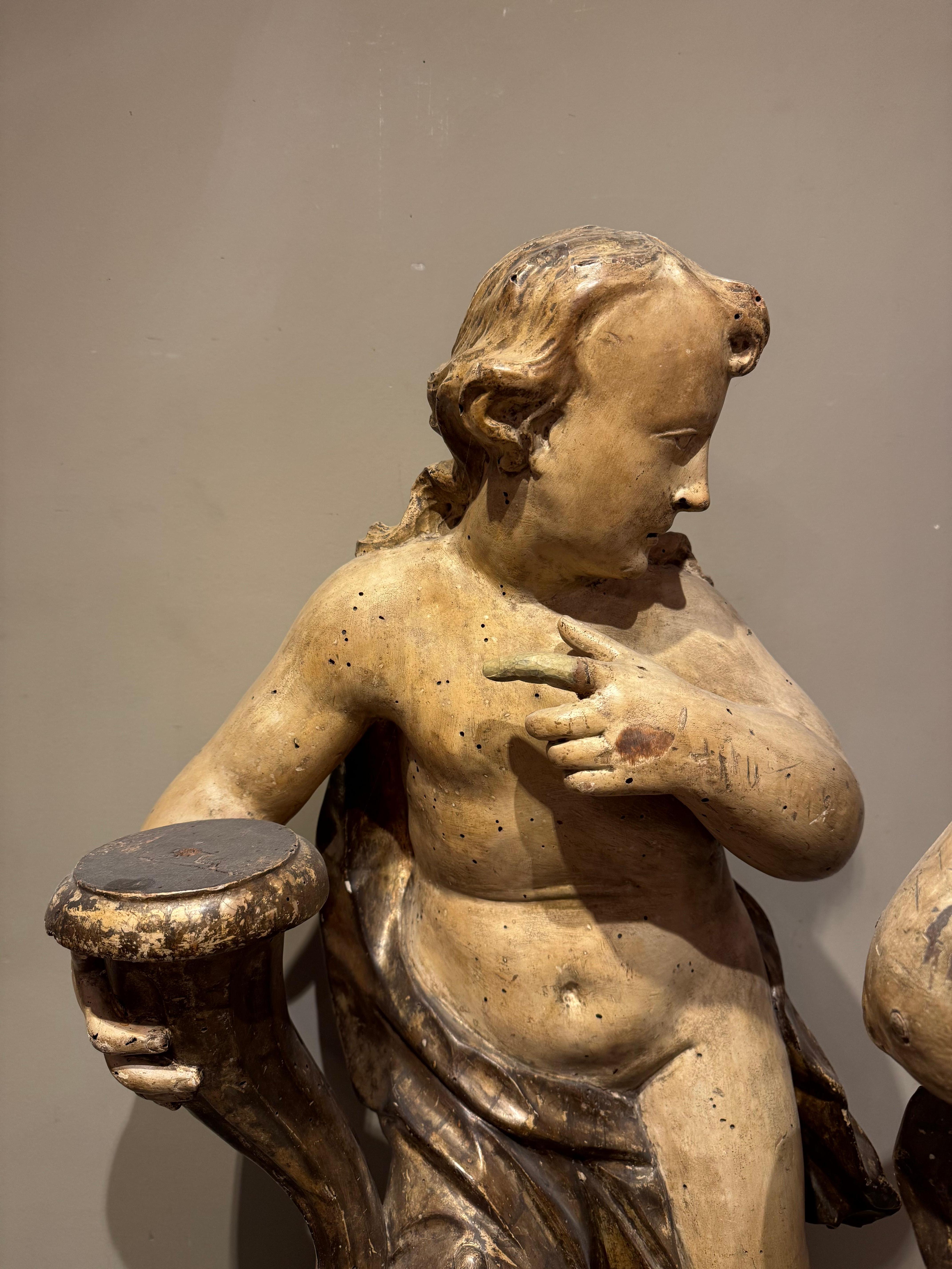 Große Barockstatuen, Italien Genua 17. Jahrhundert (Gemalt) im Angebot