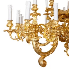 Large Baroque Style Gilt Bronze Eighteen-Light Chandelier
