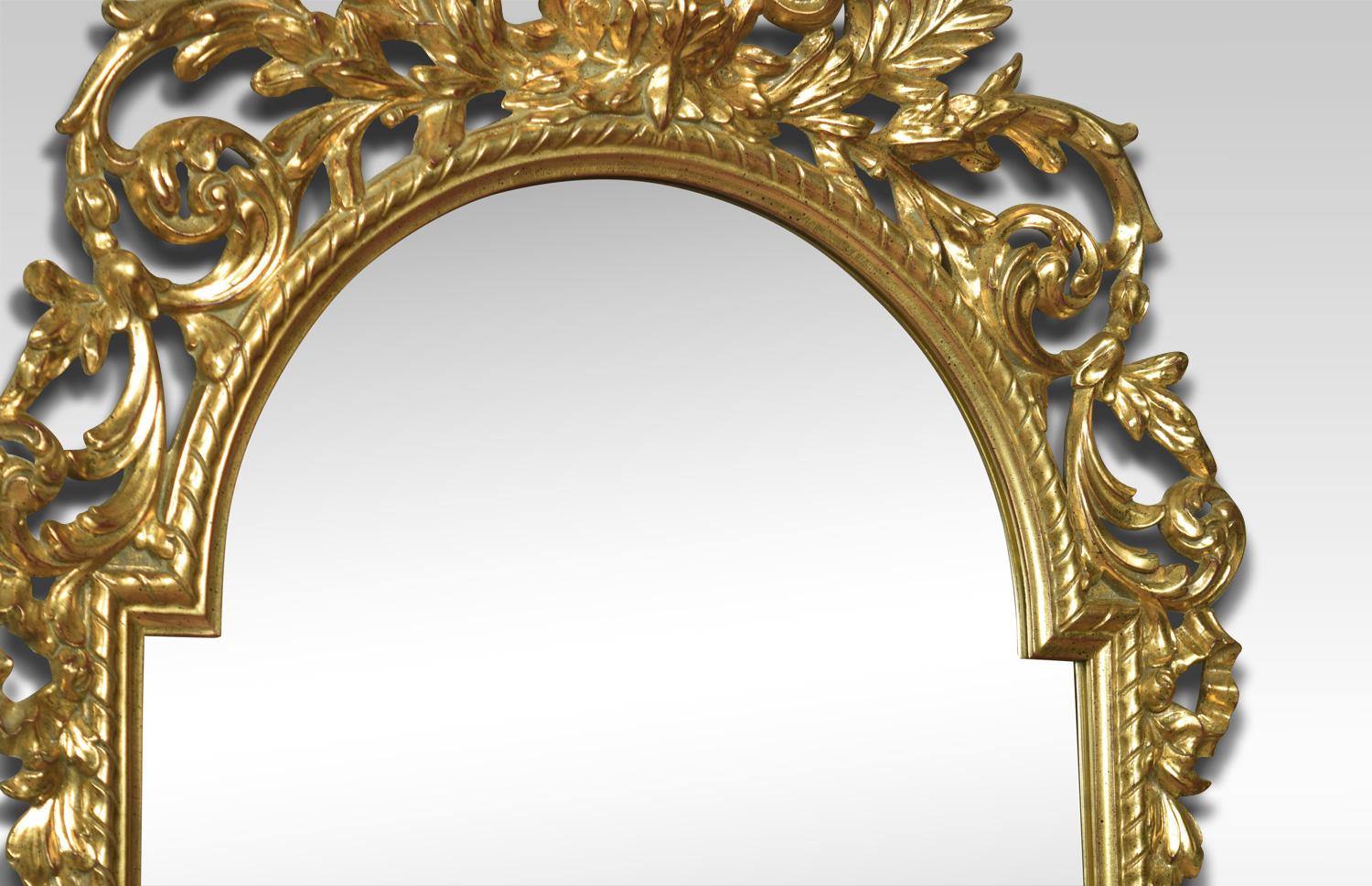 20th Century Large Baroque Style Giltwood Wall Mirror