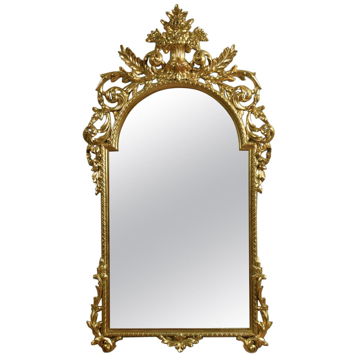 Large Baroque Style Giltwood Wall Mirror
