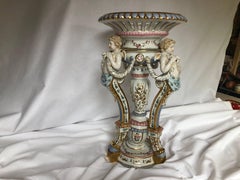 Large Baroque Style Porcelain Centerpiece, Large Hand-Painted Cherub Epergne