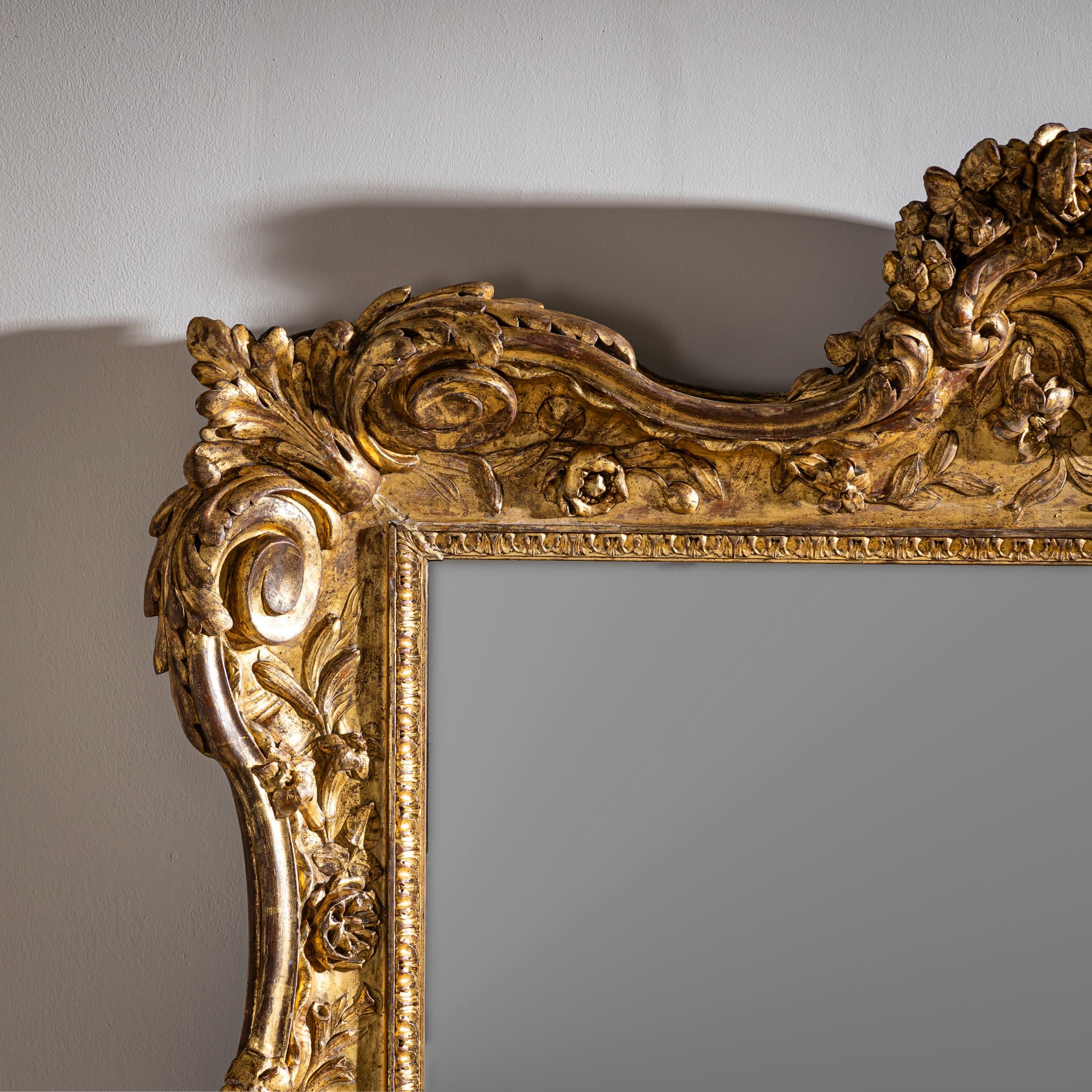 Italian Large Baroque Wall Mirror, Mid-18th Century