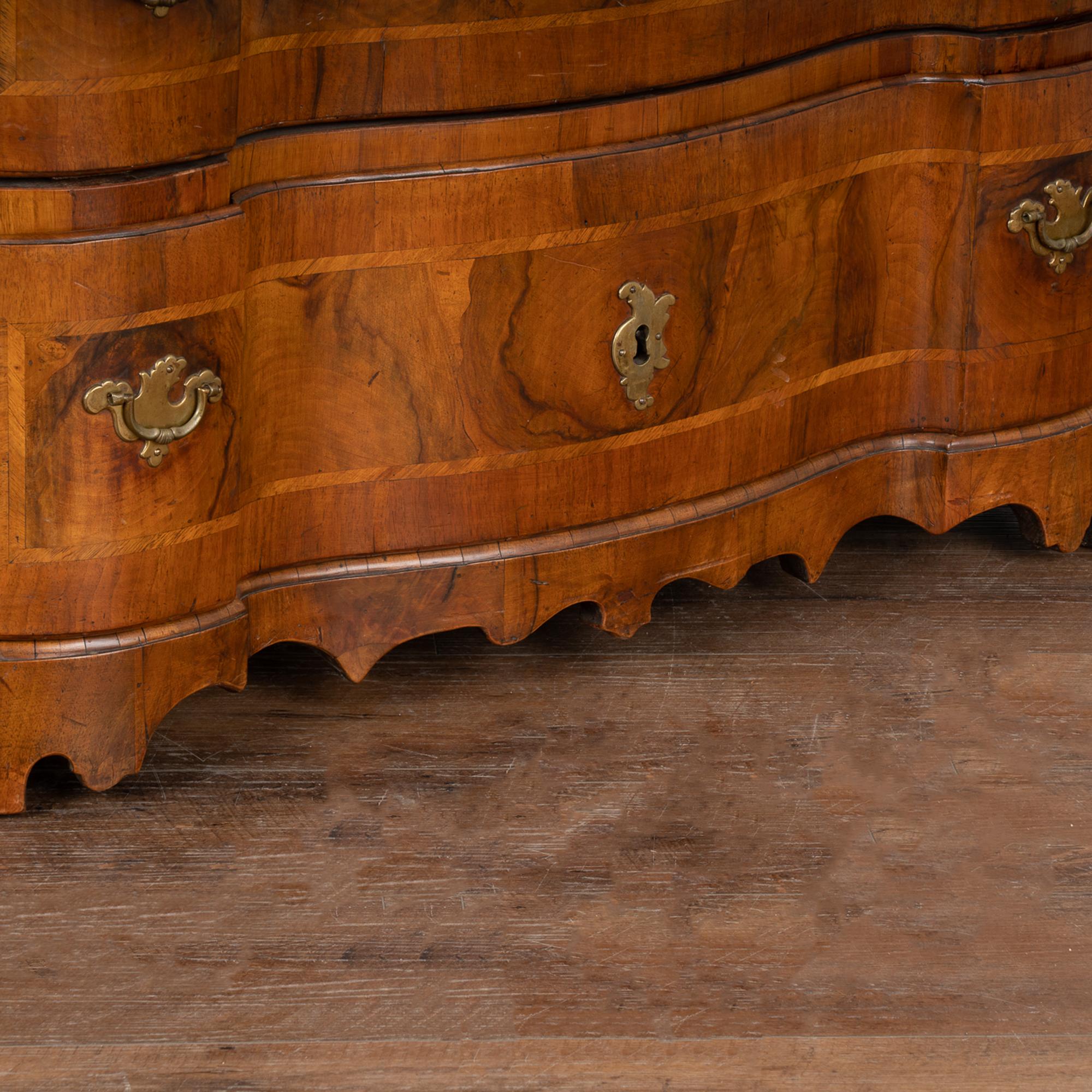 Brass Large Baroque Walnut Chest of Three Drawers, Germany circa 1760 For Sale