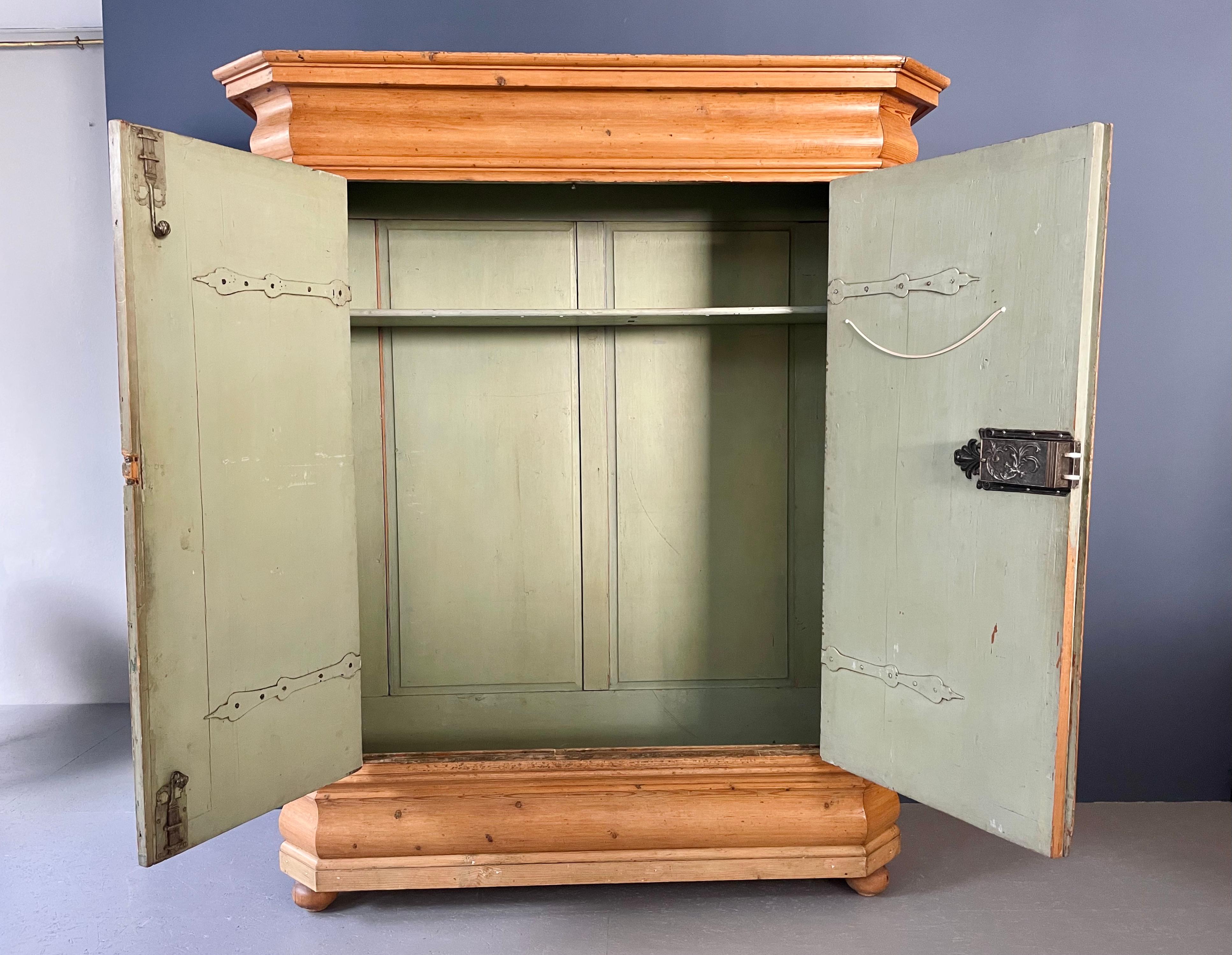 German Large Frankfurt Wave Cabinet, Pine Wood, 18th Century For Sale