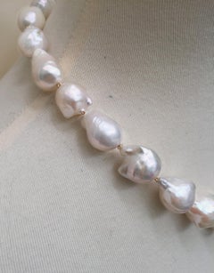 Marina J Large Baroque Pearl Necklace with 14 K Yellow Gold Beads and Clasp