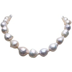 Marina J Large Baroque Pearl Necklace with 14 K Yellow Gold Beads and Clasp