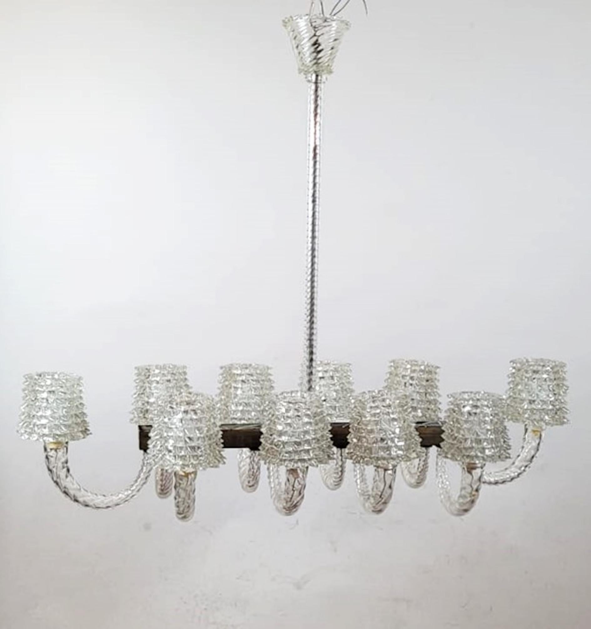Murano Glass Large Barovier And Toso Chandelier - Murano - 10 Sconces For Sale
