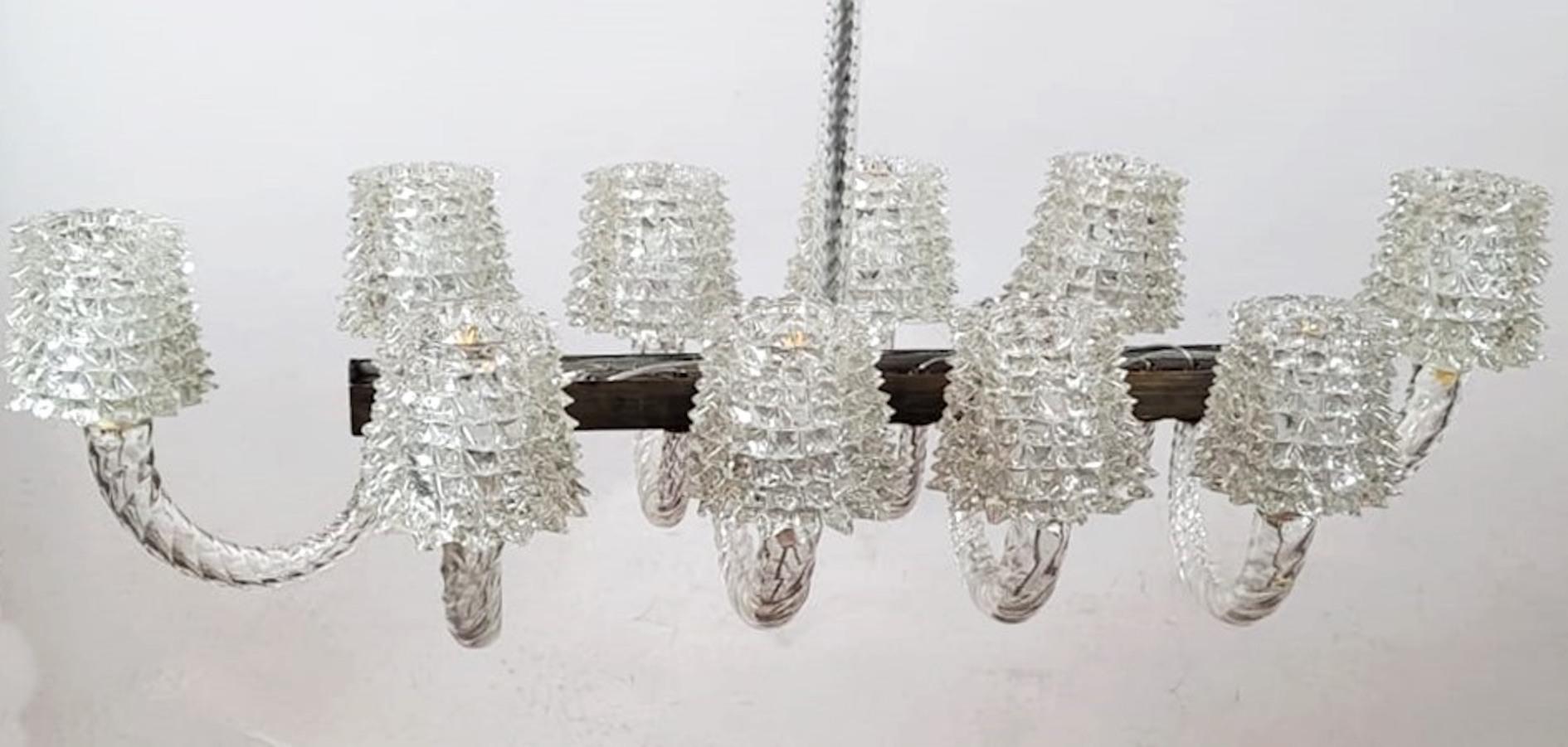 Large Barovier And Toso Chandelier - Murano - 10 Sconces For Sale 1