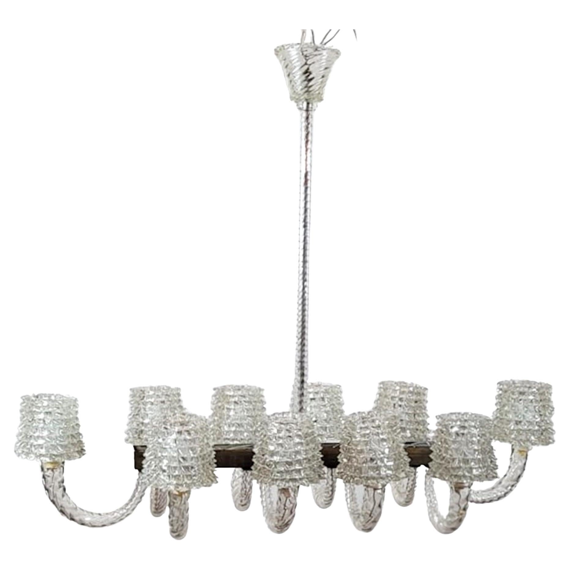 Large Barovier And Toso Chandelier - Murano - 10 Sconces For Sale