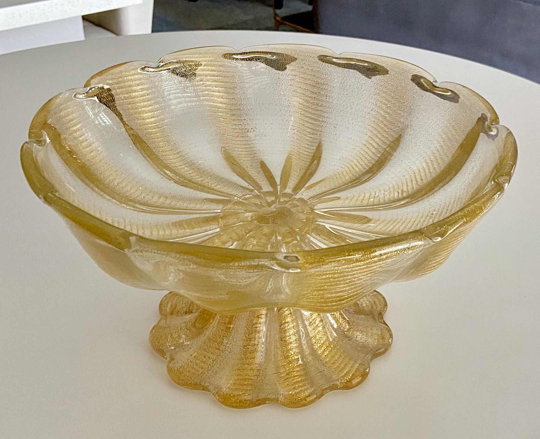 Italian Large Barovier Coronado d'Oro Glass Centerpiece Bowl For Sale