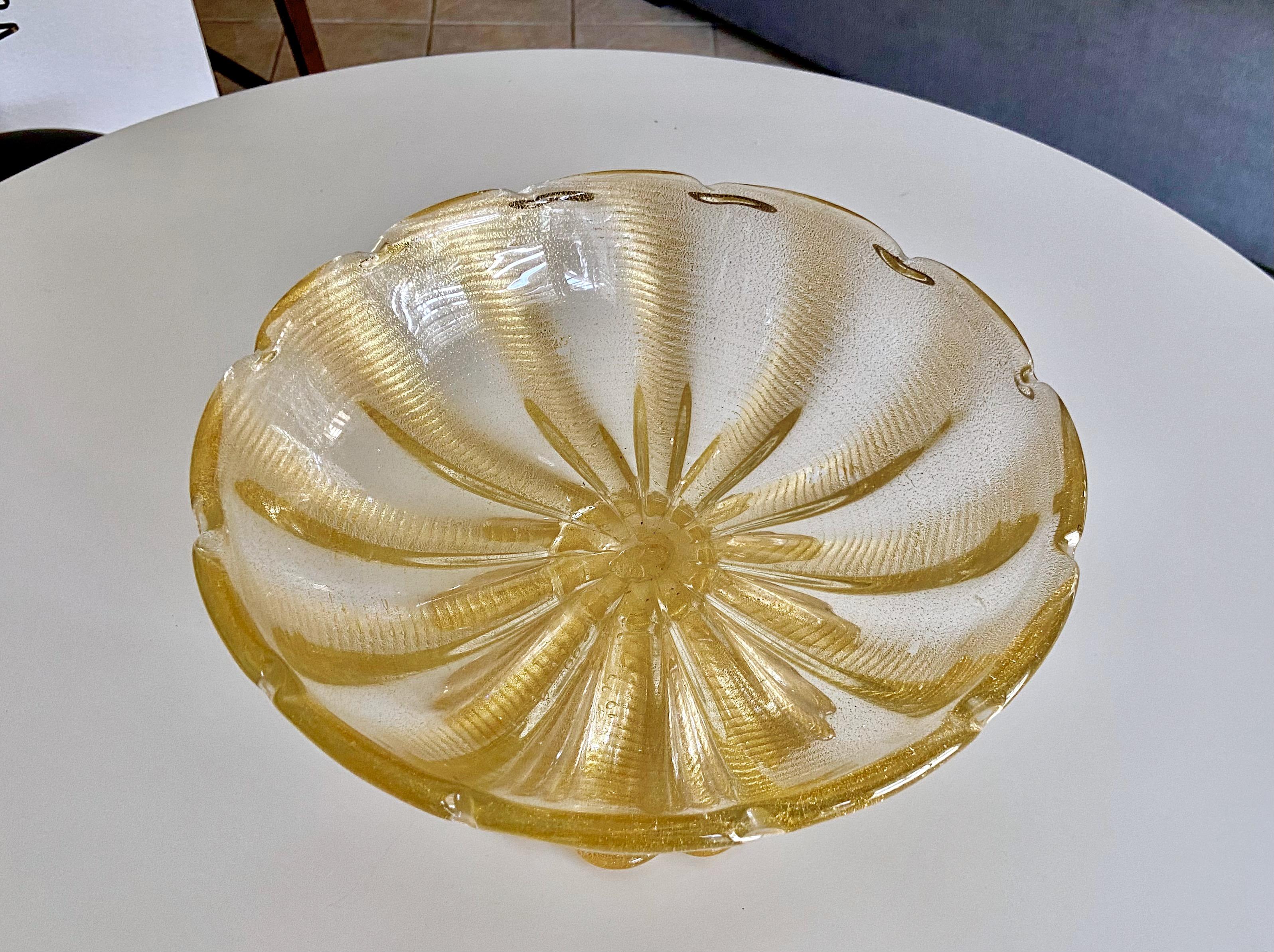 Large Barovier Coronado d'Oro Glass Centerpiece Bowl For Sale 2