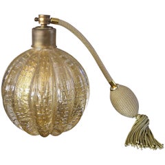 Large Barovier Murano Gold Controlled Bubbles Perfume Bottle Atomizer